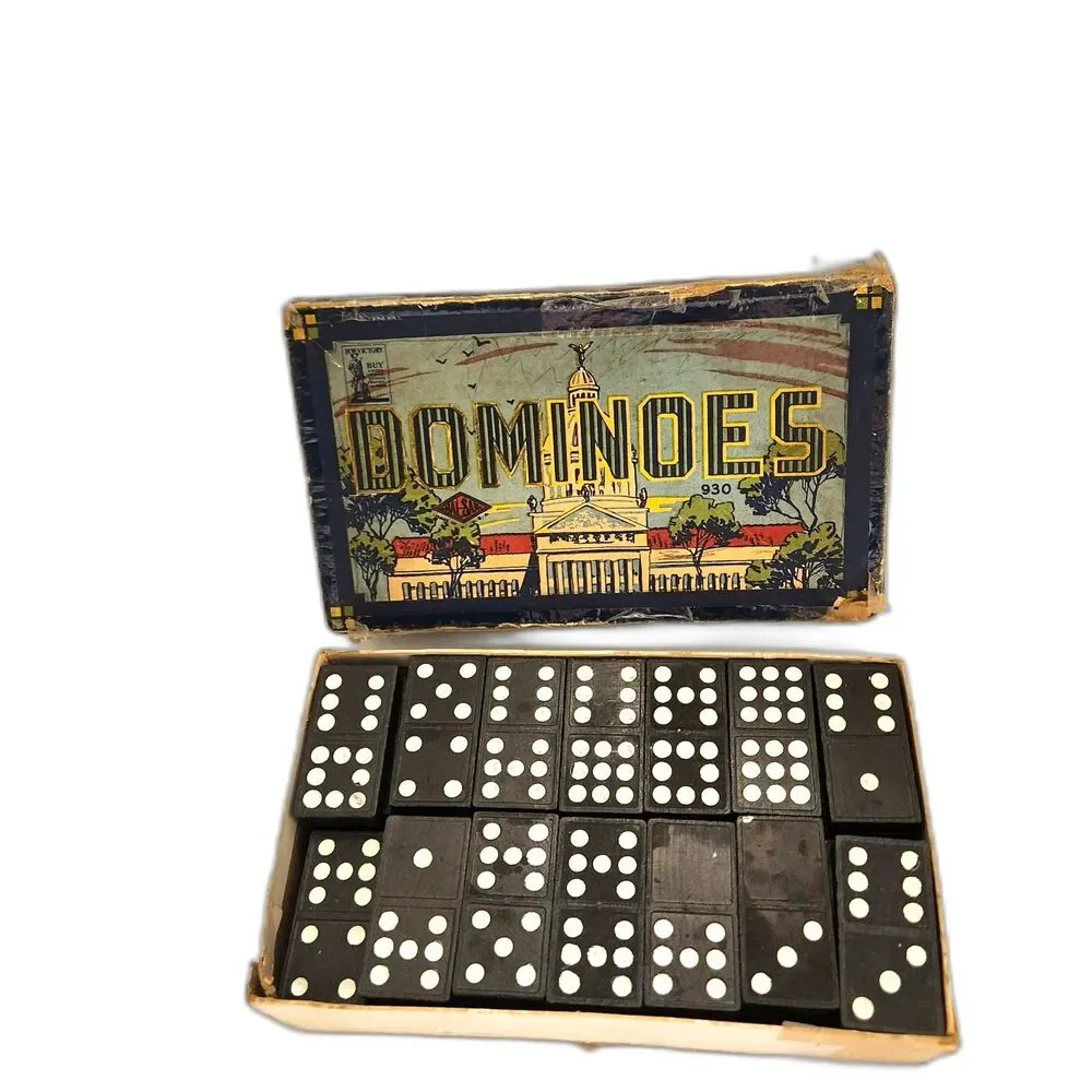 Vintage Halsam #930 United States US Capitol Double Nine Dominoes Original Box